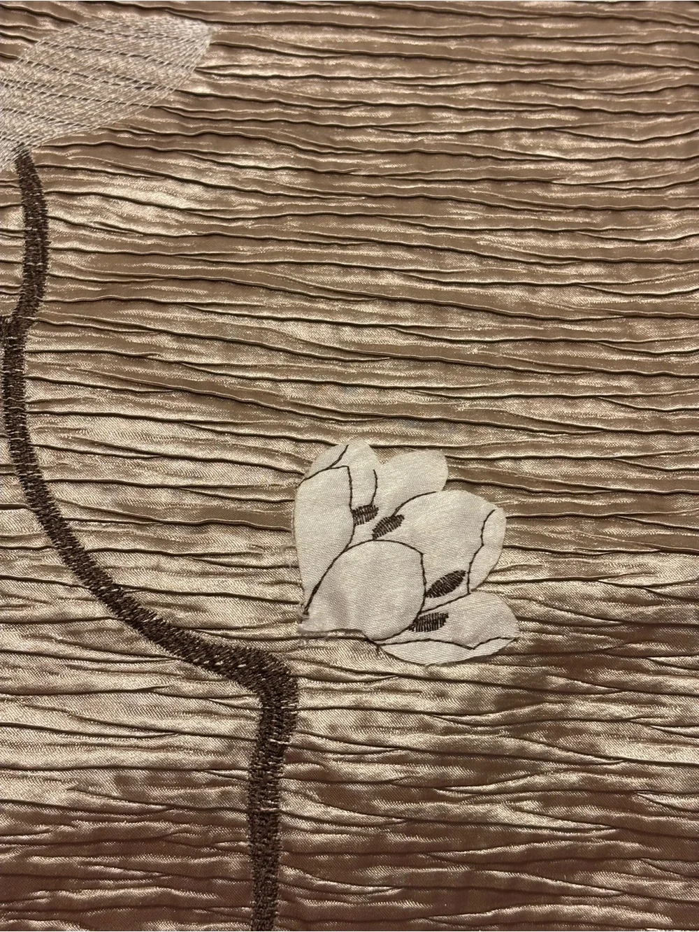 Croscill Magnolia Bronze Cloth Shower Curtain Embroidered Appliqué Flower Floral